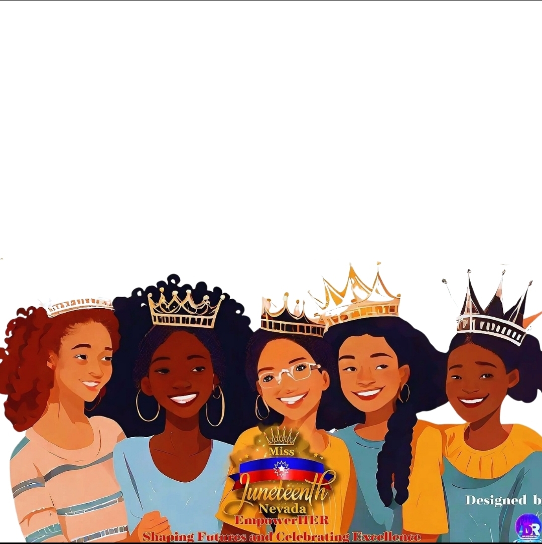 Miss Juneteenth Nevada EmpowerHER artwork featuring five illustrated young women wearing crowns